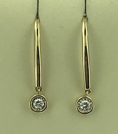 10K Yellow Gold .10CTW Lab Dangle Earrings 