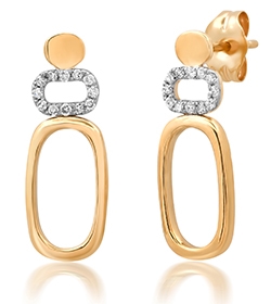 10K Yellow Gold Oval & Diamond Oval Earrings 