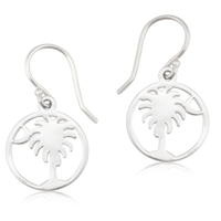 Round Palmetto Tree & Moon Earrings