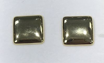 SS YG Plate Square Earrings 