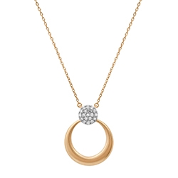 Tappered Circle and Diamond Cluster Pendant 