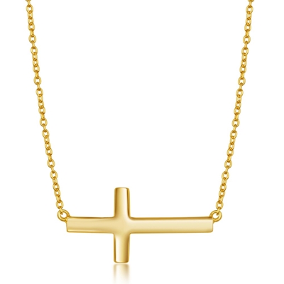 Sterling Yellow Gold Plate East to West Cross 