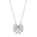 Sterling Mother of Pearl &amp; CZ Heart Flower Necklace - 0933615