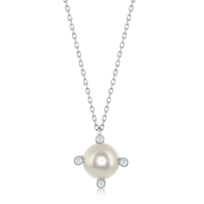 Sterling Pearl & CZ Necklace 