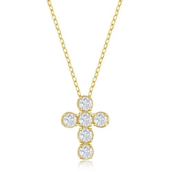 Sterling Yellow Gold Plate CZ Cross 