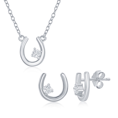 Horseshoe Necklace & Earring Set 