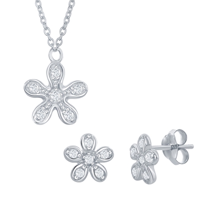 Flower Necklace & Earring Set 