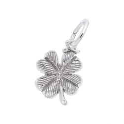 Sterling Four Leaf Clover Accent Charm 