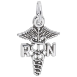 Sterling "RN"  Caduceus Charm 