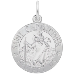 Sterling St. Christopher Disk Charm 