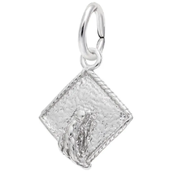 Sterling Graduation Cap Accent Charm 