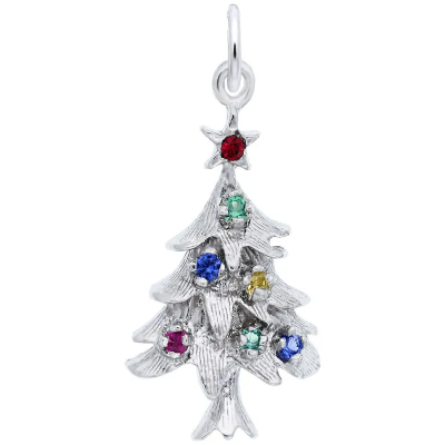 Sterling Christmas Tree with Ornaments Charm 