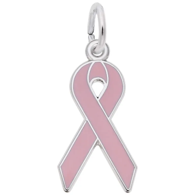 Sterling Breast Cancer Awareness Ribbon Charm 