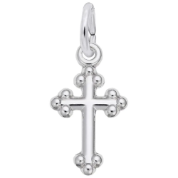 Sterling Bottony Cross Accent Charm 