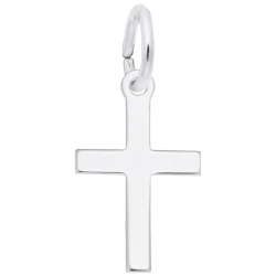 Sterling Petite Plain Cross Charm 