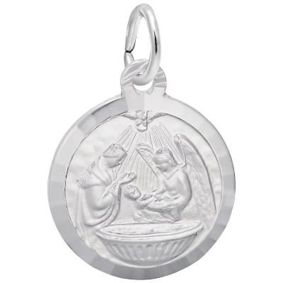 Sterling Baptism Disk Charm 