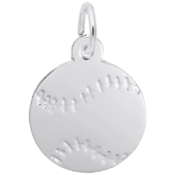 Sterling Flat Baseball Charm 