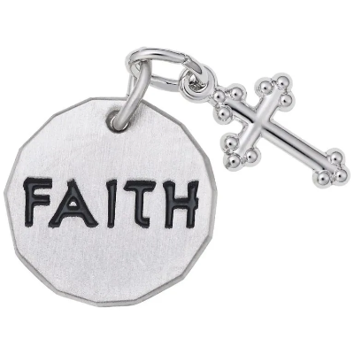 Sterling "Faith" Tag with Botonny Accent Charm 