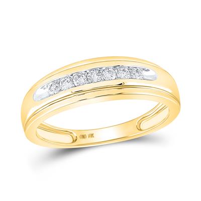 Mens 10k Yellow Gold Round Diamond Wedding Channel-set Band 1/4 Cttw 