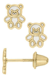 Teddy Bear Pearl Baby Earrings 