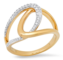 10K Yellow Gold .15CTW Freeform Diamond Ring 