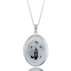 Sterling Fleur de Lis Oval Locket 