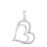 Sterling Diamond Heart Pendant 