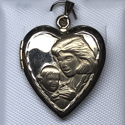 14K Yellow Gold Mother & Child Heart Locket 