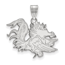 Sterling USC Large Gamecock Pendant 