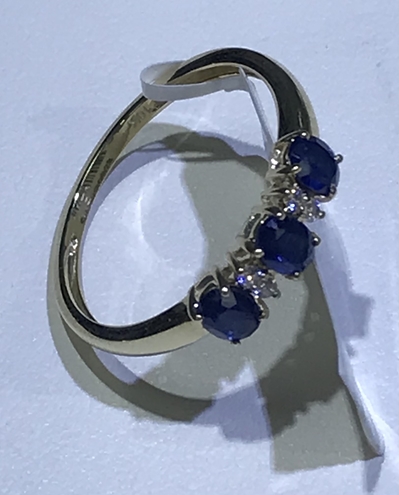 10K YG .70TGW Sapphire/Diamond Ring 