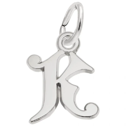 Sterling Curly Initial "K" Accent Charm 