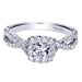 14k White Gold Criss Cross Diamond Halo Engagement Ring - 01I-1176