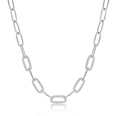 Sterling 5mm CZ Paperclip Necklace 