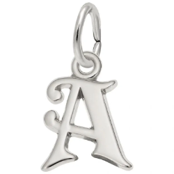 Sterling Curly Initial "A" Accent Charm 