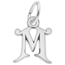 Sterling Curly Initial "M" Accent Charm 