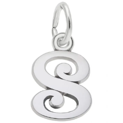 Sterling Curly Initial "S" Accent Charm 