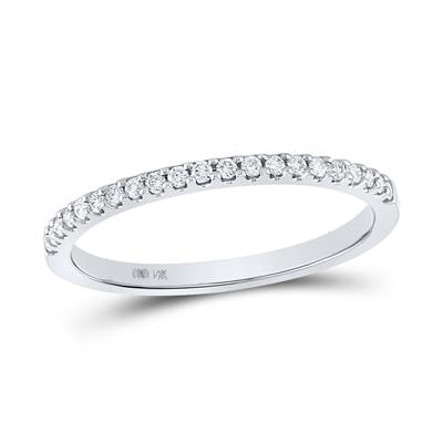 14k White Gold Round Diamond Wedding Single Row Band 1/6 Cttw 