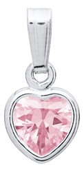 Sterling Pink Heart Baby Pendant 