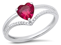 Sterling Ruby Heart Ring 